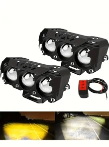 Automotive Work Light Motorcycle LED Dual-Color Mini Lens Headlight Driving Light Fog Light Motorcycle Front Headlight SUV UTV Spotlight, Car Lights, Auto Parts, Automotive Accessories