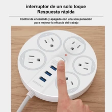 1 Piece Multi-Contact Extension, 3 USB Ports, 5 Contacts, Switch - White - View 6