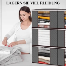 6 Stk Profi Groß Aufbewahrungstasche, Faltbare Unterbett Kleideraufbewahrung,60 x 40 x 35 cm (L x B x H), 90 L - Grau - Übersicht 4