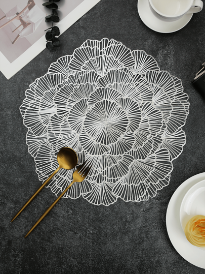 1-4 Stücke einfache goldene Blumen PVC Tischsets, waschbar, leicht zu reinigen, abwischbar, rutschfest, geeignet für Raumdekoration, Esszimmerdekoration, Heimdekoration, ideal für Feste, Partys, Geburtstage, Hochzeiten und Abendessen