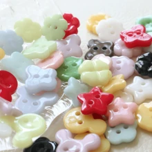 20/30/50 piezas Botones pequeños con diseño de flores de dos ojos con apariencia cerámica y brillo, botones decorativos para camisa, chaqueta, costura a mano, accesorios DIY de aplicación - Multicolor - Ver 4