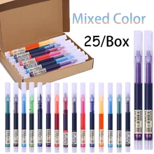 25 支/盒、钢笔、黑色墨水笔、黑色钢笔、钢笔、黑色钢笔、凝胶笔、黑色凝胶笔、墨水笔、手写笔、凝胶笔、日语钢笔、书写笔、黑色墨水笔、黑色细线笔、0.5 毫米笔速干中性色凝胶笔 - 0.5 毫米针头碳素笔 - 绘画、着色、日记和突出显示的必备品 - 学校文具、学校用品、返校