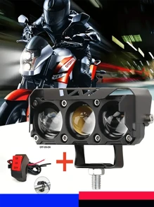 Automotive Work Light Motorcycle LED Dual-Color Mini Lens Headlight Driving Light Fog Light Motorcycle Front Headlight SUV UTV Spotlight, Car Lights, Auto Parts, Automotive Accessories