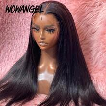 WOWANGEL Straight Human Hair 13x6 HD Lace Frontal Wigs Glueless Invisible Real HD Swiss Lace Front Wig Pre Plucked For Women 14-28 Inch True HD Lace Melt Into Skin Lace Front Wigs With Natural Hairline - Natural Black - View 3
