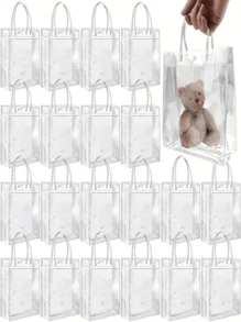 20pcs Transparent PVC Handbag, Holiday Birthday Candy Flower Petal Gift Bag, PVC Jelly Cosmetic Handbag, Holiday Party Handbag, Holiday Gift Bag, Reusable Transparent Handbag, Small Business Supplies, Best Value Items, Shopping Bag, Party Bag, Wedding Birthday Party Gift Bag, Handmade Handbag, Party Favors, Cheapest Items Available - Clear - View 2