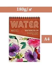 1 كتاب ألوان مائية سميك مربوط بحلقة علوية مقاس 11.6x8.27 بوصة/8.3x5.7 بوصة، 24 ورقة لكل كتاب (88 رطل/180 جم) مقاس A4/A5 ، كتب ألوان مائية سميكة خاصة بالطلاب المبتدئين، كتب رسم بالألوان المائية للرسم اليدوي، كتب رسم للطلاب، ورق رسم وكتابة فني، لوازم مدرسية، عودة إلى المدرسة