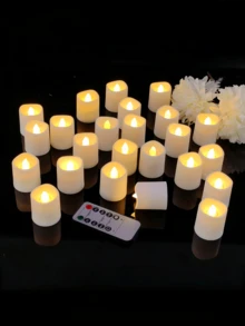 6/12/24 件套新奇无焰闪烁茶蜡烛、许愿蜡烛、电池供电茶灯、带 24 小时循环定时器的蜡烛灯、3D 火焰效果、含电池、适用于婚礼餐桌中心装饰、家居装饰、生日派对、万圣节、圣诞节、求婚、浪漫晚餐、蜡烛加热器、礼物、假蜡烛 - 暖白光 - 查看 4