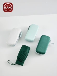 1 件迷你便携式太阳伞防紫外线防雨伞可折叠伞带便携盒适用于学校、办公室、家庭、旅行男孩情人节心形情人节 - 彩色 - 查看 4