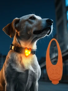 1 件 LED 宠物手电筒吊坠项圈，防水狗项圈灯，适合户外散步，硅胶 LED 狗项圈狗牌灯，适合夜间装饰，含电池