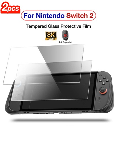 Pacote com 2 protetores de tela para Switch 2 (2025), película de vidro temperado com dureza 9H, antirriscos, premium, transparente e compatível com capas para tela de 7,9 polegadas do Switch 2025