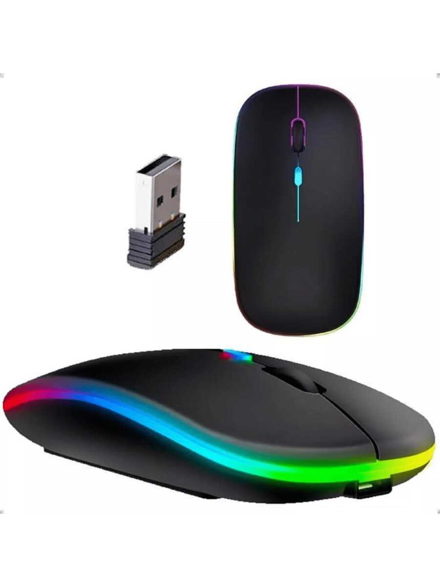 Mouse Sem Fio Recarregável B-Max Preto – Ergonômico, Silencioso, 1600 DPI, USB, 10m Alcance - Preto - Visão 1