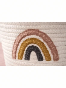 1pc White Cotton Rope Woven Storage Basket, Desktop Organizer Bin For Cosmetics, Clothes, Bedding, Nursery, Diapers, Suitable For Daily Use - White - View 6