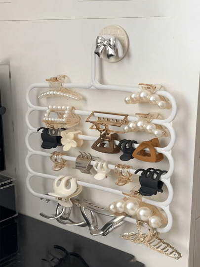 1/2/3 Hair Claw Storage Rack, Wall-Mounted Large Capacity, Multi-Layer Dorm Hair Accessory Organizer Rack, Hair Clip Holder, Scarf, Towel, Pants Etc. Multi-Layer Storage Rack