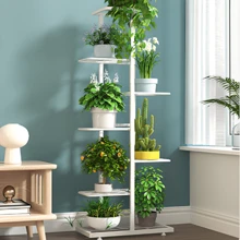 Lislark 3/7 Layers Versatile Indoor/Outdoor Metal Flower Stand With Sliding Wheels - Multi-Tiered Plant Display Rack For Living Room & Balcony - White - View 2