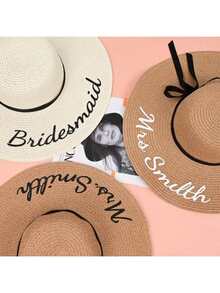 1pc Customized Embroidered Breathable Sun Hat/Visor Hat, Suitable For Outdoor Activities, Fitness, Travel, Bachelorette Party, Bridesmaid Beach Hat, Mother's Day Gift - Multicolor - View 3