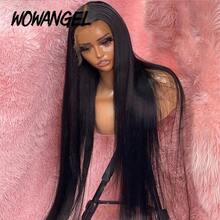 WOWANGEL Straight Human Hair 13x6 HD Lace Frontal Wigs Glueless Invisible Real HD Swiss Lace Front Wig Pre Plucked For Women 14-28 Inch True HD Lace Melt Into Skin Lace Front Wigs With Natural Hairline - Natural Black - View 2