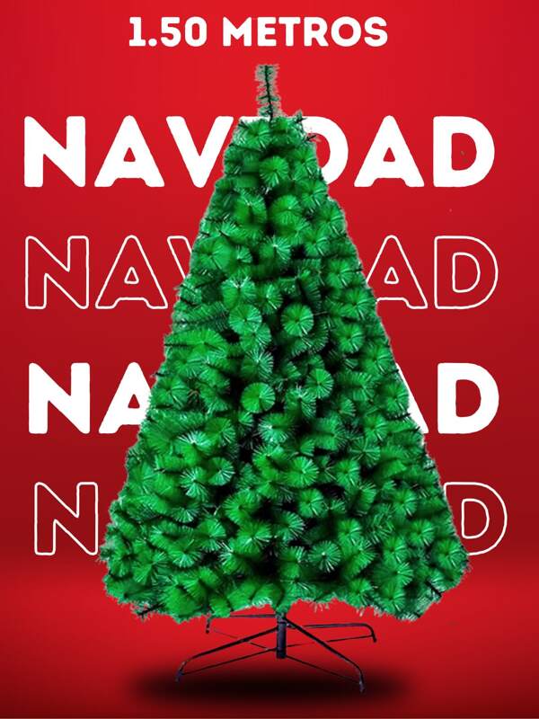 Árbol de Navidad de1.50 Metros de Alto con 450 Ramas Frondosas Base Estabilizadora  Ramas Flexibles Ideal para Adornar con Esferas Navideñas, Luces LED, Guirnalda Decoración de Hogar, Listón Navideño con Luces Navideñas, Moños