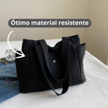 Women's Large Canvas Lined Shoulder Bag For College, Travel, And Work - 黑色 - 查看 4