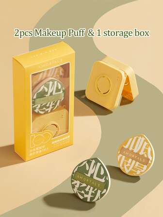Amortals 100% Cotton Puff, 2pcs Water Drop Shaped Puffs + 1pc Camera Shaped Storage Box, Provides Perfect Base Makeup, Soft Cotton Candy Texture, Suitable For Foundation, BB Cream, Powder, Blush, Eyeshadow, Concealer, Makeup Tools For Beginners And Professionals, Great For Everyday Makeup, Travel, Commute, Party Touchups, And Gifting