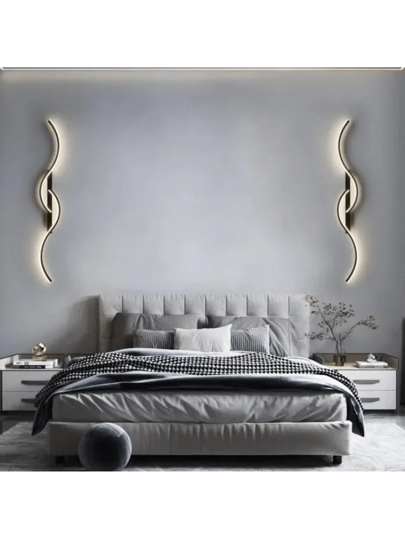 Moderne LED Wand Sconce Warm Verlichting Temperature, Semi Flush Mount Metal Fixture Living Room, Dining Area, Vanity, Industrial Includes Installation Hardware, Removable Clamp, Hard Wire Setup, Polished Finish, 110V 240V Compatibility, Elegante Home Lighting Finish Lamp, Room view 3