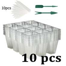 10/20pcs Transparent Plastic Seedling Trays With Drainage Holes - Succulent Plant Transplant Trays, Includes Planting Tools, Propagation Trays, Easy Maintenance, Gardening Accessories, Ideal For Succulent Growers, Reusable Plastic Trays, Suitable For Vegetables, Herbs, Flowers - Space-Saving Seedling Containers - Multicolor - View 12