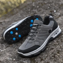 Zapatillas de tenis casuales para exteriores para hombre, a prueba de golpes y pinchazos, cómodas, amortiguadoras y resistentes al desgaste - Gris - Ver 3