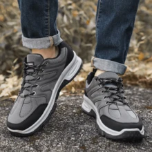 Zapatillas de tenis casuales para exteriores para hombre, a prueba de golpes y pinchazos, cómodas, amortiguadoras y resistentes al desgaste - Gris - Ver 7