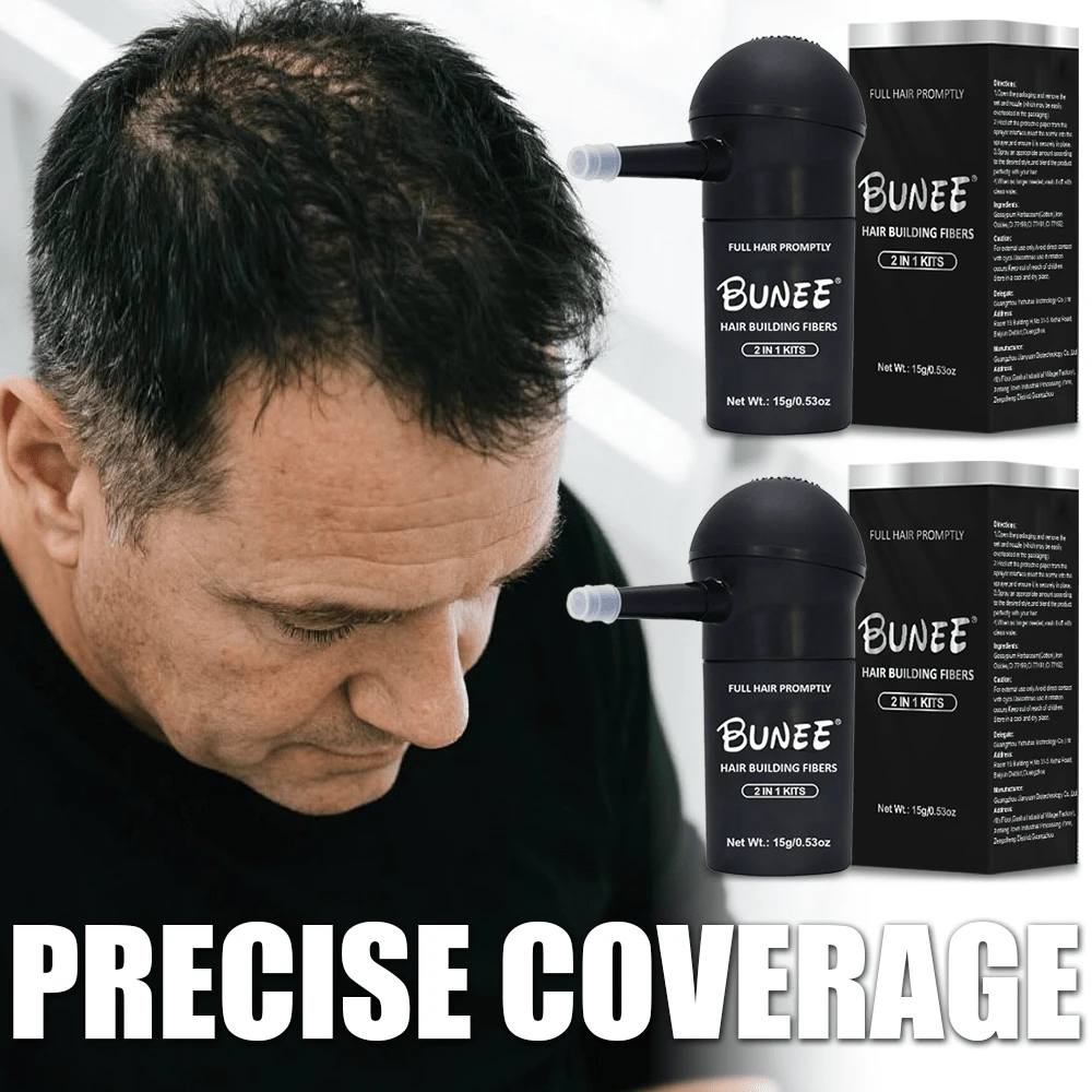 Bunee Hair Building Fibers 2 Pack With Spray Nozzle Instant Thickening Hair Powder For Immediate Volume And Full Coverage Physical Hair Enhancement - Nhiều màu - Xem 1