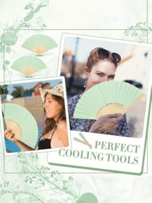 3/15/30pcs/Set, Green Wooden Folding Fan With Gift Bag Thank You Card Set, Thank You Card, Perfect Wedding Gift, Bridesmaid Folding Fan, Wedding Decorations For Weddings, Birthdays, Parties And Events, Women'S Folding Fan