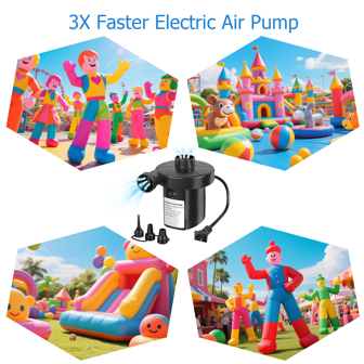 BouZaFoFa [High-Speed]Electric Air Pump For Inflatables – Fast Inflation & Deflation With 3 Nozzles – Portable Pump For Air Mattress, Pool Toys, Boats – Summer Travel & Camping Must-Have
