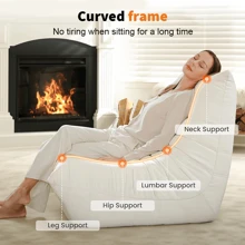 Lislark Sofa Chairs, Corner Bean Bag Chairs, Oversized Fireside Chair Comfy Lazy Floor Sofa, Single Seat Memory Foam Bean Bag For Living Room, Bedroom Apartment Office (Beige) - 米色 - 查看 8