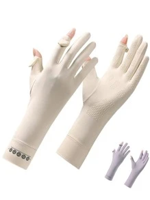 1 Par de Luvas Sem Dedos para Proteção Solar Feminina, Comprimento Médio, Respiráveis e Antideslizantes para Direção, Ciclismo, Uso Externo, Verão