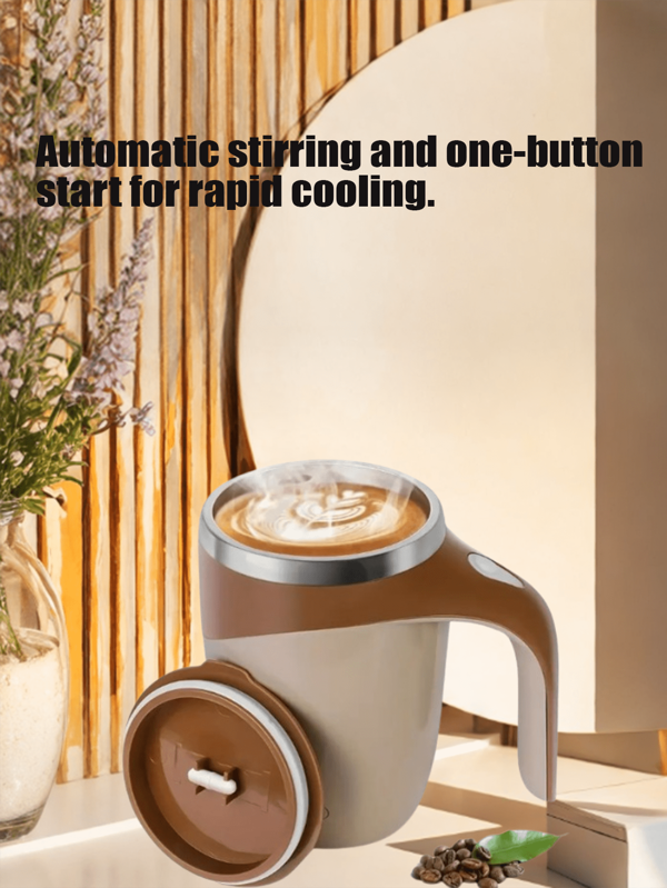 Self Stirring Coffee Mug Stainless Steel With Magnetic Mixing, HeatRetention, Portable Travel Cup For Hot Drinks, Office Home Gift Idea