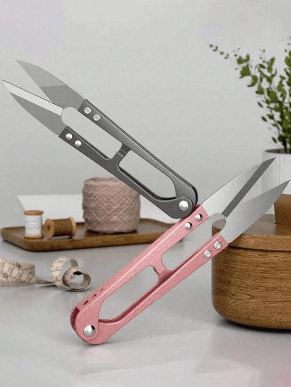 1 Piece Stainless Steel U-Shaped Household Sewing Scissors, Small Size, Suitable For DIY Sewing