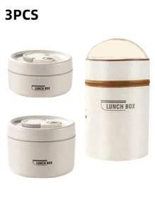 5件套304L不锈钢保温饭盒带储物袋和餐具，便携式双层密封便当盒，适用于办公室、学校