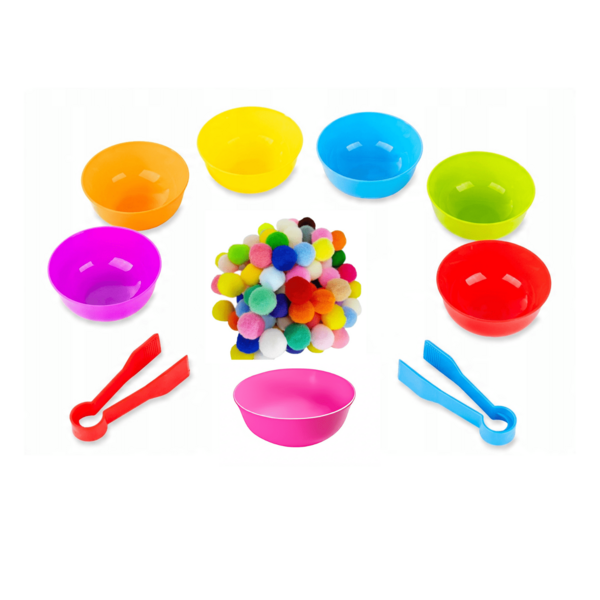 Brinquedo Sensorial com Pompons e Pinças  Ideal para Atividades de Precisão