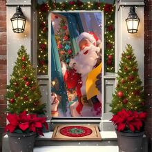 1件/270件圣诞主题门旗，圣诞派对门挂装饰旗，圣诞球圣诞老人图案涤纶门旗，适用于圣诞派对室内外装饰，客厅装饰，圣诞派对餐厅装饰，派对氛围装饰，圣诞节促销，2025年圣诞节