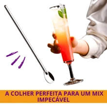 Kit 3 Colheres Bailarinas para Sucos Drinks e Copos Longos Perfeita para Mexer Toda em Aço Inoxidável 30,2cm Barman Colher Cabo Grande - Prata - Visão 5