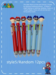 Super Mario 1/2/3/6/12 pezzi Penna a sfera a 8 colori a forma di Mario, penna per quaderni Super Mario a 8 colori, piccolo regalo, il miglior regalo per le vacanze per buoni amici, perfetta decorazione per feste, decorazione per la casa, decorazione perfetta per la stanza, regalo di Natale, San Valentino, regalo di compleanno, regali ideali per gli amici per le celebrazioni di compleanno