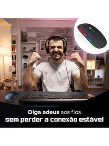 Mouse Sem Fio Recarregável B-Max Preto – Ergonômico, Silencioso, 1600 DPI, USB, 10m Alcance - Preto - Visão 7