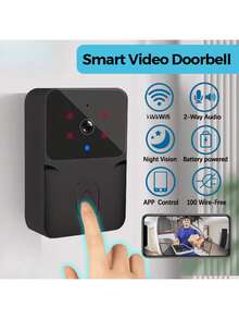 涂鸦智能视频门铃，高清安全摄像头，夜视，运动传感器，双向音频，无线，可充电电池，通过应用程序控制家庭安全 - 彩色 - 查看 2