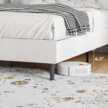 Twin/ Full/ Queen/ King Bed Frame, Upholstered Platform Bed Frame With Headboard, Solid Wood Slats, No Box Spring Needed, Noise-Free, Easy Assembly, White/ Grey/ Dark Grey/ Pink/ Blue - trắng - Xem 3