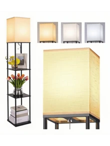 Lámparas De Piso Con Estante 3 Colores Metal Lámpara De Pie - Tipo de Enchufe A USA (110-127V) - Ver 1