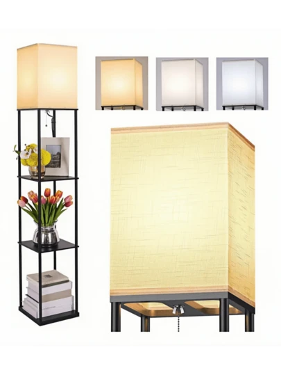 Lámparas De Piso Con Estante 3 Colores Metal Lámpara De Pie