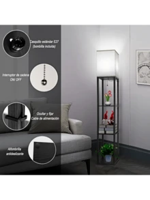 Lámparas De Piso Con Estante 3 Colores Metal Lámpara De Pie - Tipo de Enchufe A USA (110-127V) - Ver 9