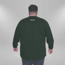 Brooklyn New York Men's Plus Size Long Sleeve T-Shirt 100% Cotton - 軍綠色 - 查看 2