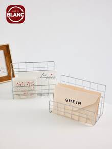 1pc Modern Minimalist Metal Book Shelf With 3 Storage Baskets, Nordic Style Rectangular Magazine & Newspaper Organizer Box For Home Office Decor,For Back To School - Multicolor - View 3