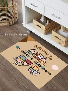 1pc Customizable Felt Doormat With Pencil Block Design, Fade-Resistant, Suitable For Bedroom, Study, Computer Room, Indoor/Outdoor, Summer Rug, Ideal Back-To-School Gift For Students And Teachers - Multicolor DD - View 3