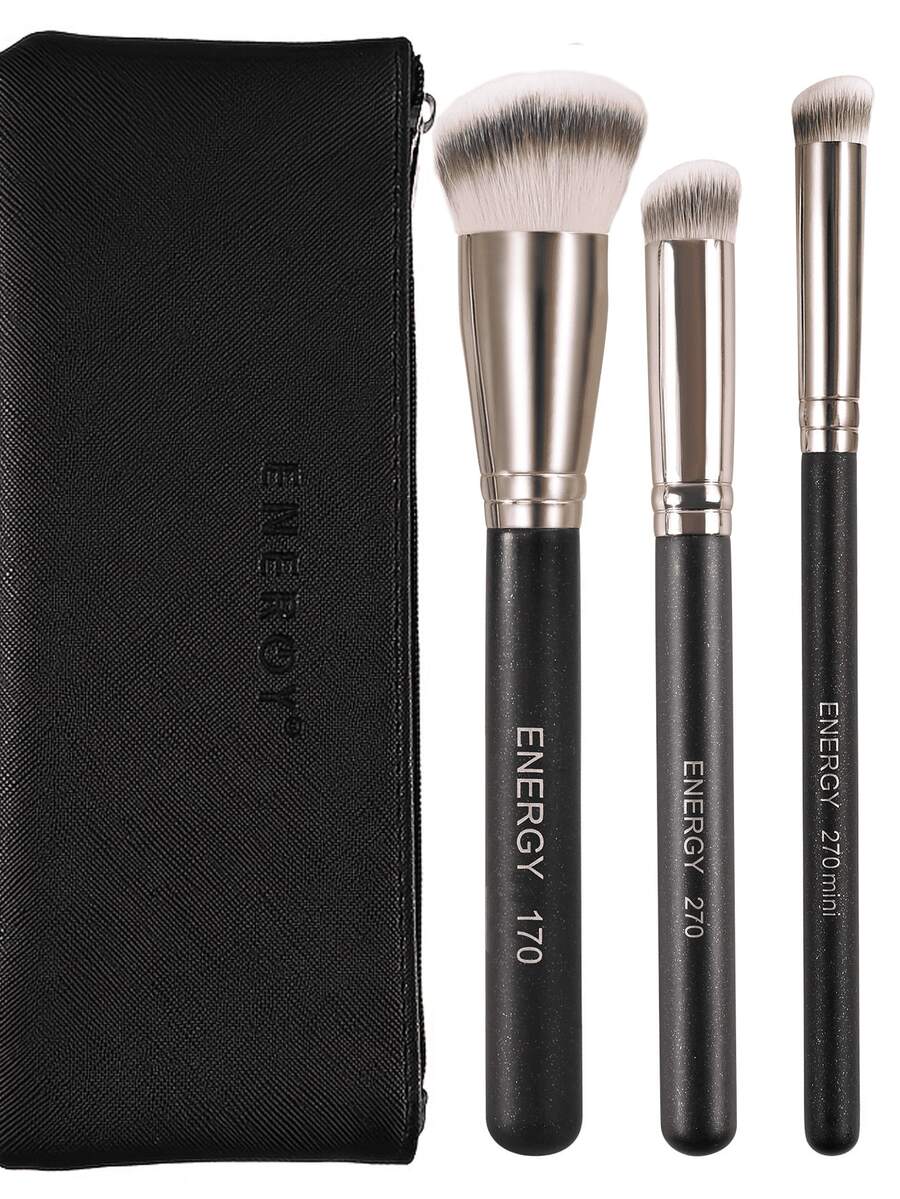 Cọ che khuyết điểm hình nón ENERGY, Cọ trang điểm Kabuki mini, Cọ nền, Cọ che khuyết điểm, Cọ má hồng, Cọ tạo khối, Cọ phấn phủ, Cọ nền, Cọ má hồng - màu đen - Xem 1