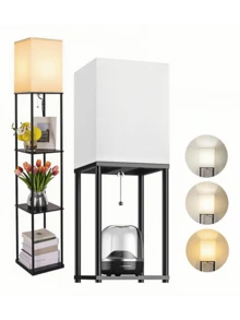 Lámparas De Piso Con Estante 3 Colores Metal Lámpara De Pie - Tipo de Enchufe A USA (110-127V) - Ver 11